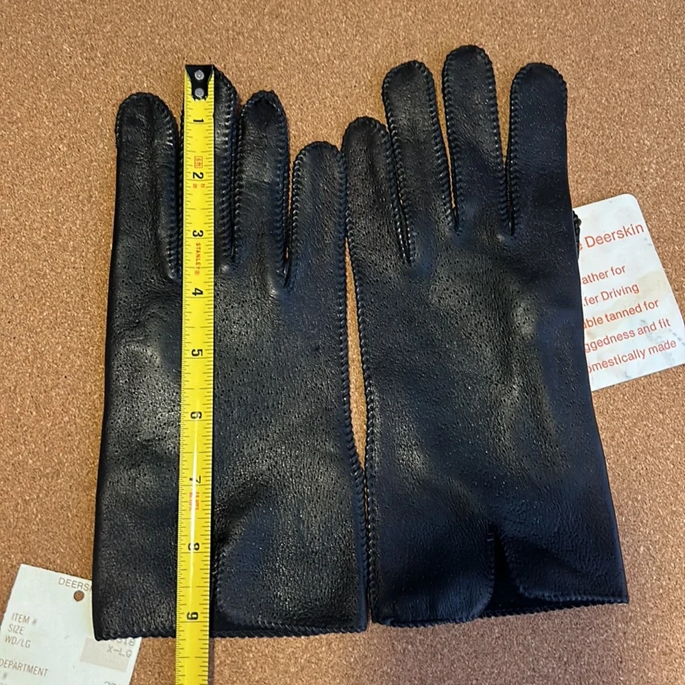 Deerskin Black Super Soft Leather Gloves driving size XL vintage